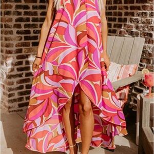Vibrant Pink and Orange Women's Dress